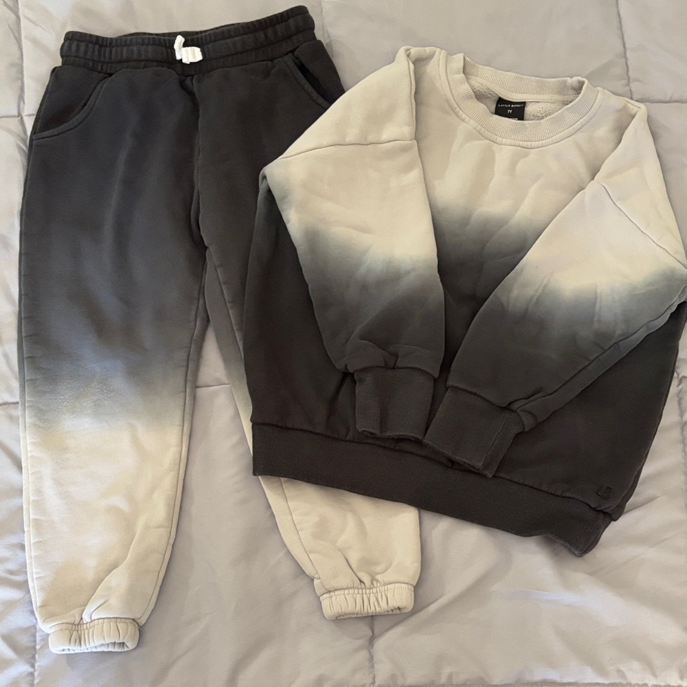 Little Bipsy Kids Ombre Sweatshirt & Jogger Set - Black to Gray